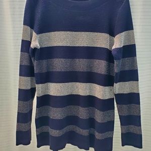 Market & Spruce: LG crew neck navy & white striped sweater